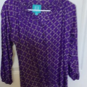 Escapada Geometric Purple‎ and Tan Blouse
